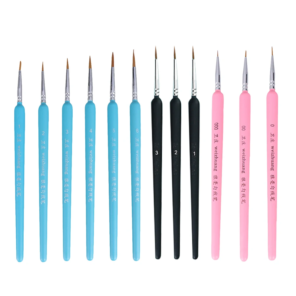

9 Pcs Brushes Durable Stroke Hook Line Detail School Miniature Brush Miniature Painting Brush Set Watercolor Oil Painting