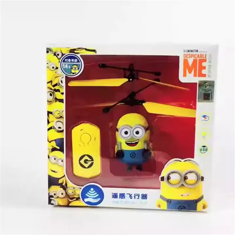 Minions Aircraft Cartoon Models Toy Figures Suspension Charging Peripheral Products Collision Resistant and Impact Resistant Toy