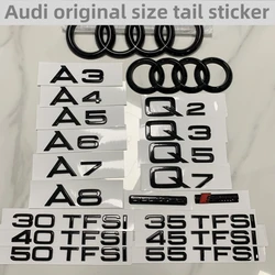 Car Rear Trunk Emblem Sticker For Audi A3 A4 A5 A6 A7 A8 Q3 Q5 Q7 Original Size Quarrto Sline Emblem ABS Black Refit Accessories