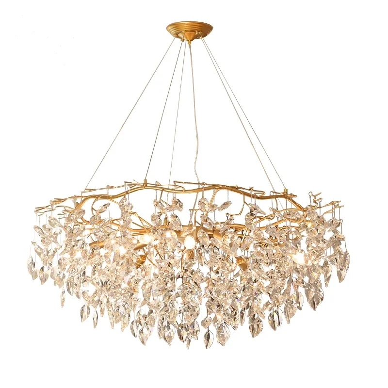 Designer Branch Shape Crystal Pendant Chandelier For Indoor Home Decoration Living Room Hall Luxury Lobby Lighting Fixtures