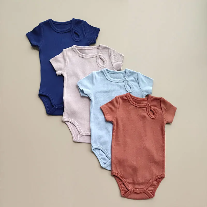 Baby Rompers Summer Solid Infant Boy One-piece Short Sleeve New Born Cotton Clothes Baby Girl Bodysuit Infant Onesies