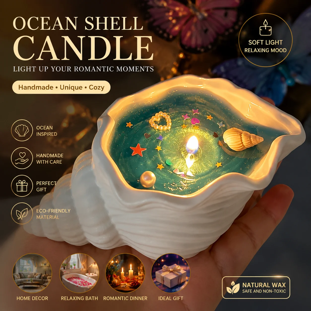 Conch Aromatherapy Candles, Home Bedroom Fragrance Decorations, Handheld Gifts, Home Deodorization, Plant Essential Oils