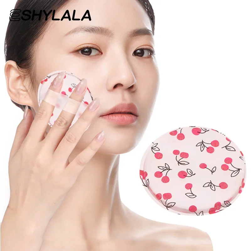 1/2 個チェリープリントシリコーンゲルパウダーパフスポンジフェイスコンシーラー化粧品パフアクセサリーファンデーションクリームなしパウダー