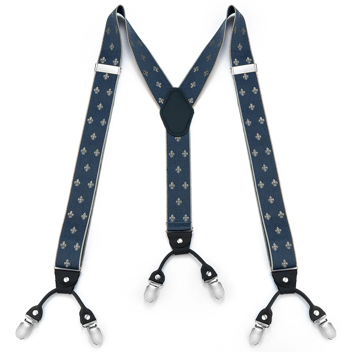 Серый жаккардовый стиль в британском стиле ретро, мужской костюмный костюм с шестью зажимами, аксессуар для брюк, нескользящие подтяжки.