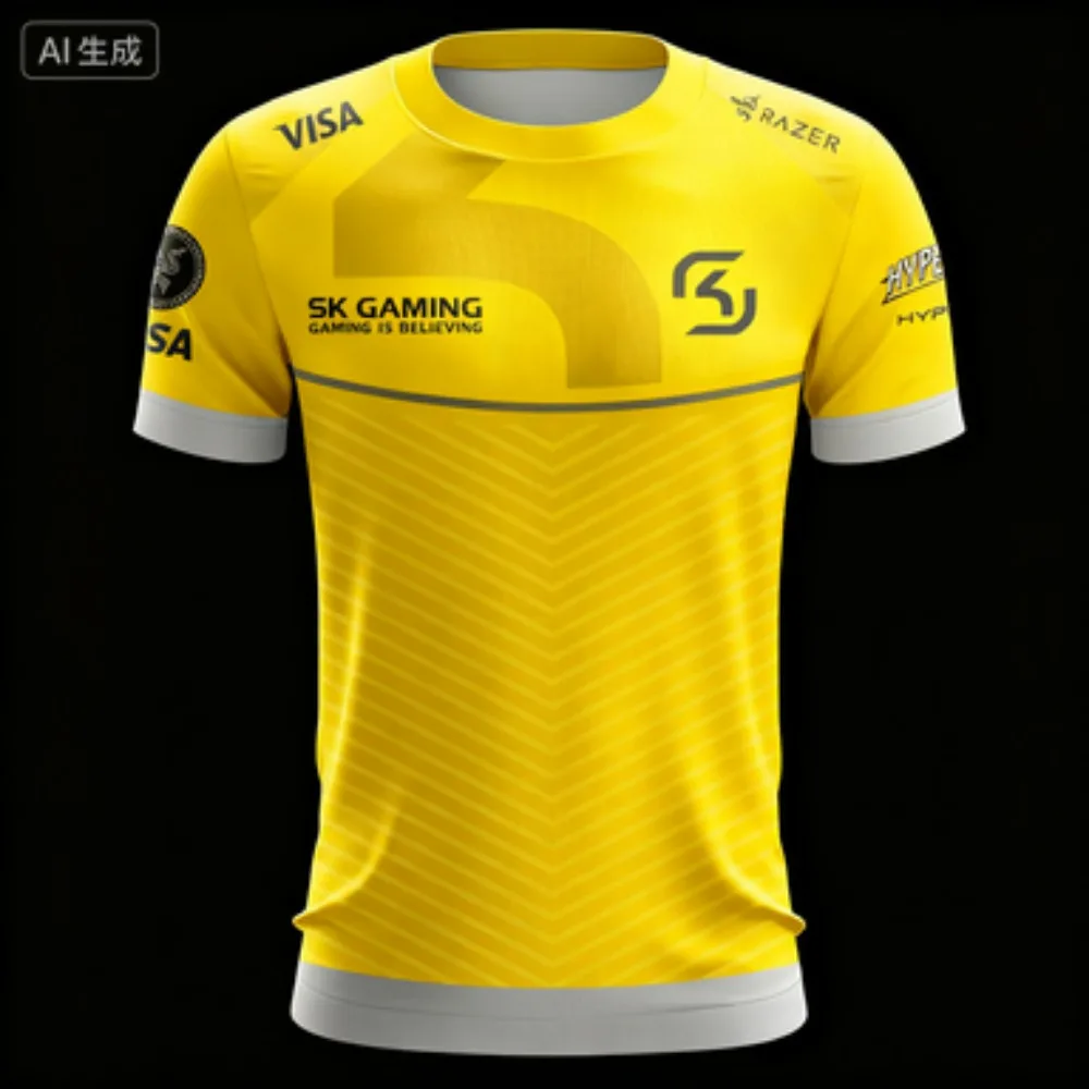 2025 عادية تنفس جيرسي موحدة SK لعبة رمادي CS GO الصيف حلم الرياضة قصيرة الأكمام تي شيرت رجالي #6