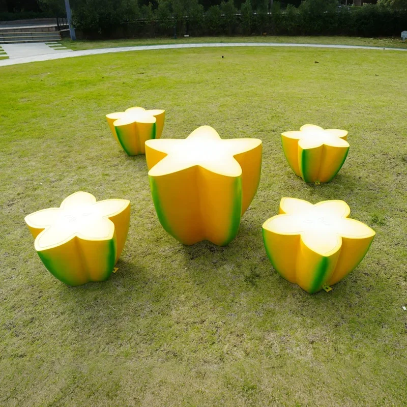 Fruit seat Outdoor fiberglass garden landscape sketch Passion fruit star  dragon pineapple modeling seat