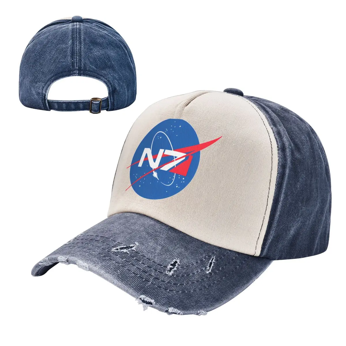 Vintage N7 NASA Mass Effect Active Baseball Cap Men Women Distressed Washed Headwear Video Game Outdoor All Seasons Hats Cap