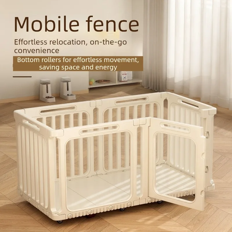 Indoor DIY Pet Enclosure Wheeled Large Space Pets Enclosures Modern Minimalist Dog Enclosures Half Scenery Detachable Dog Fences