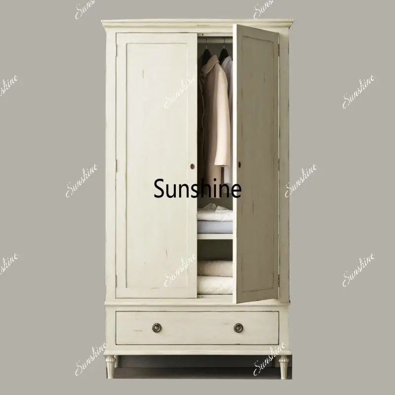 American country solid wood wardrobe retro two-door locker