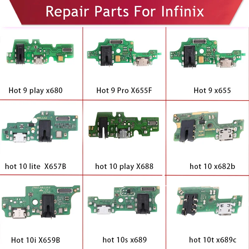 

For Infinix Hot 9 X655 X655F X680 Hot 10 X682B X688 X657B Hot 10i X659B X689 Hot 12i X665 Charging Board Flex USB Dock Connector