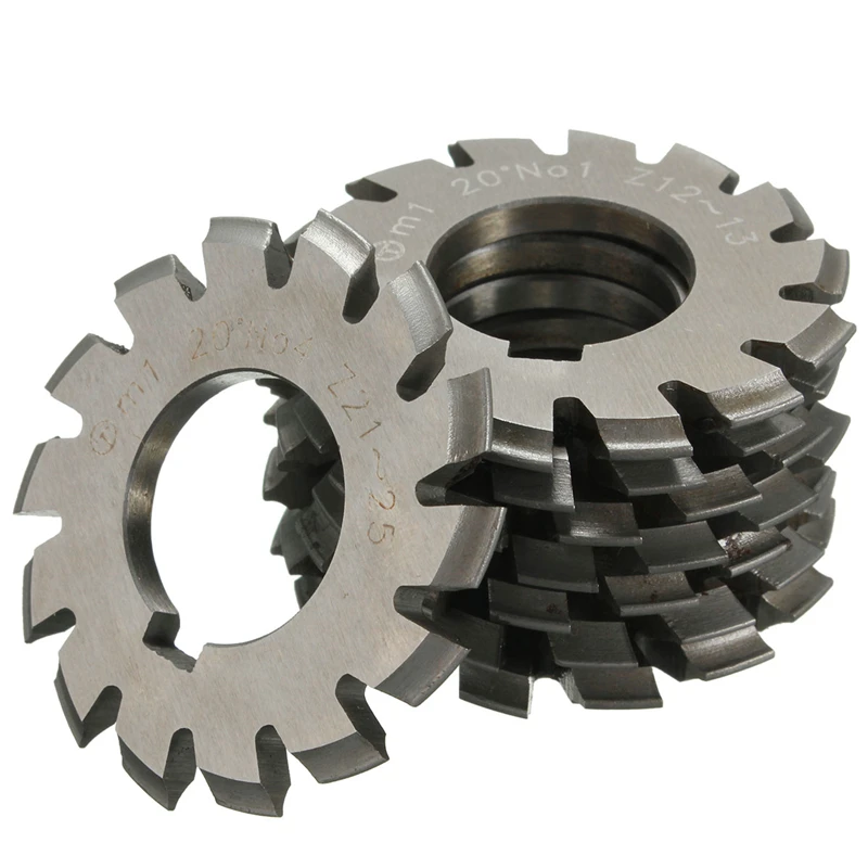 8PCS Set NO.1-NO.8 M1 M2 M3 M4 M5 M6  M8  PA20 Degrees CNC HSS Module Gear Milling Cutter Involute Gear Cutting Tools