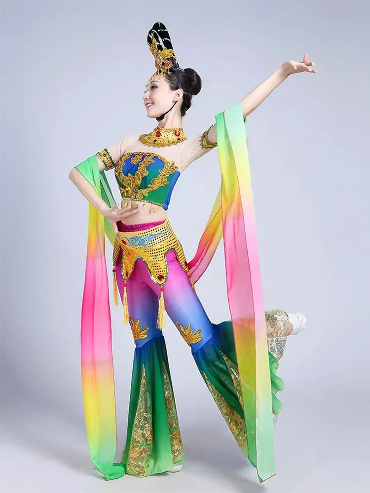 Vestido adulto dança Dunhuang, Changji Moon Performance Traje, Desgaste elegante da dança clássica