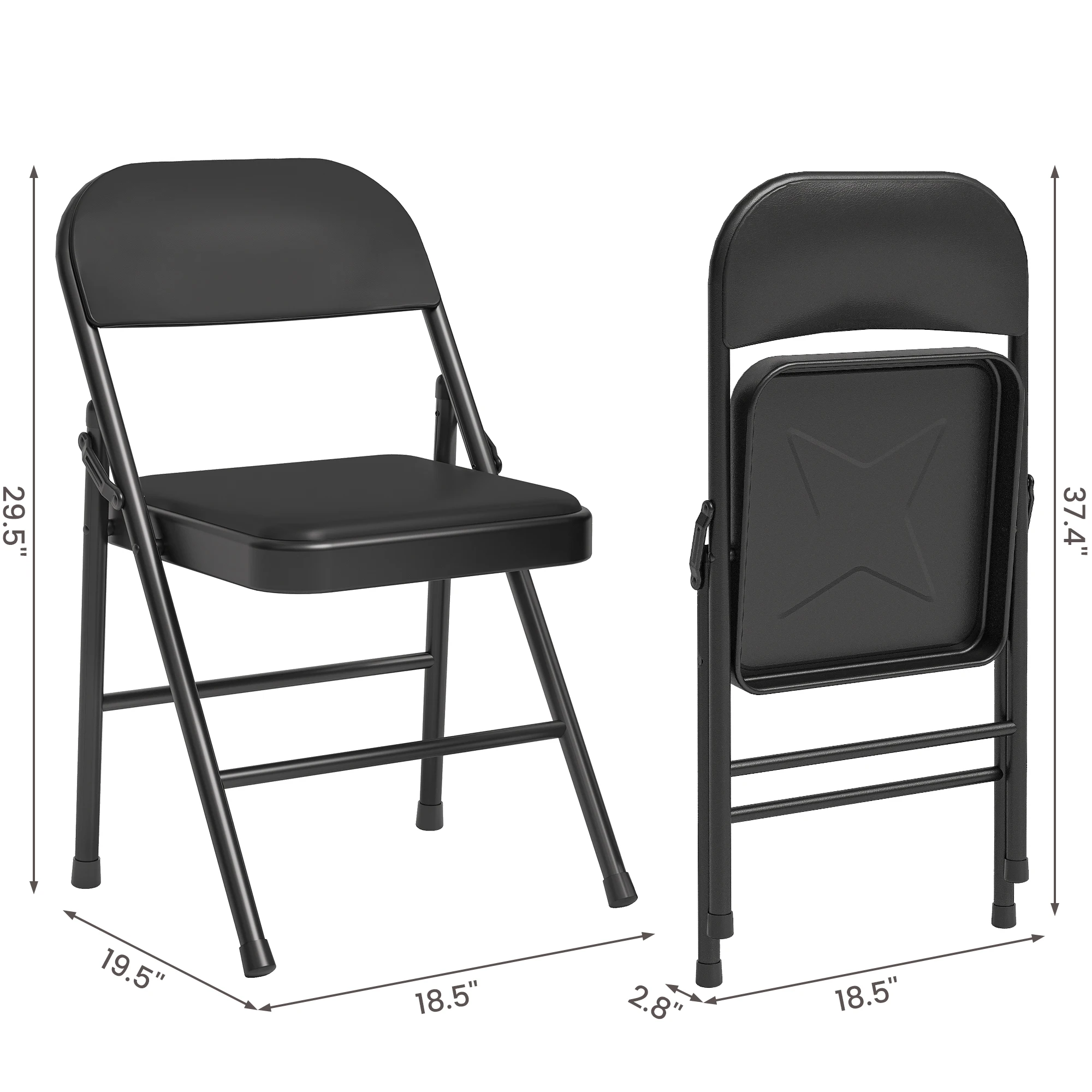 Portable Folding Chairs 4 Pack With Padded Cushion and Back, Foldable Chair With Metal Frame Hold Up to 350 Pounds