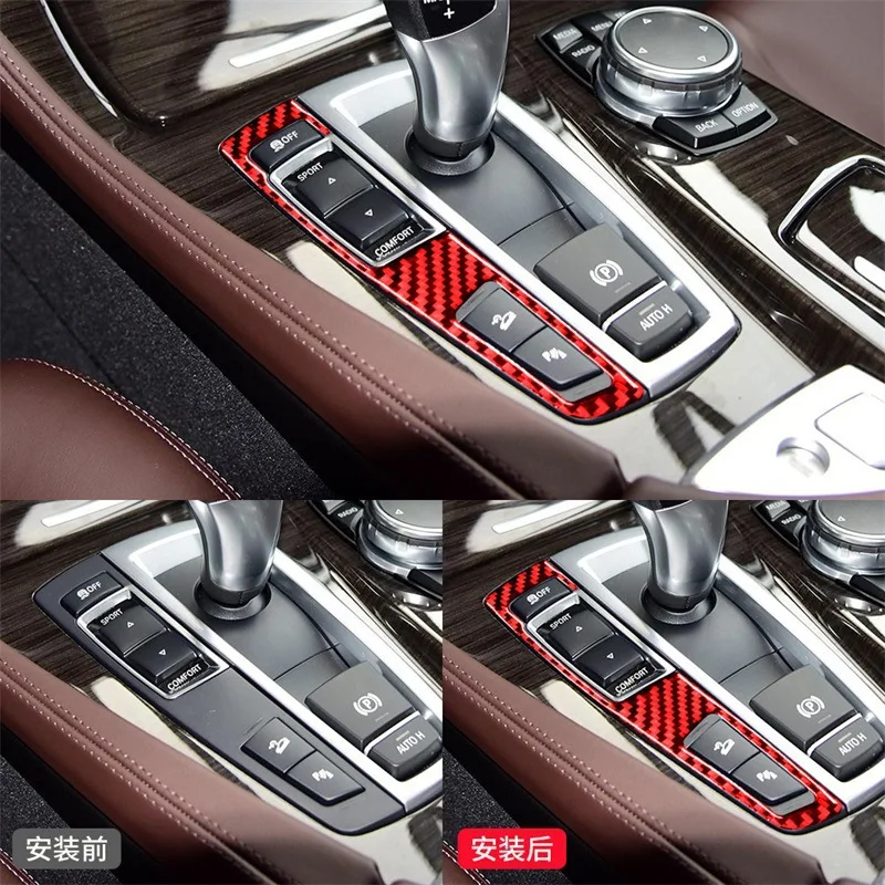 

FOR BMW 11-17 models 5 SeriesF10 modification Decorative stickers for central control gear shift buttons Red carbon fibre