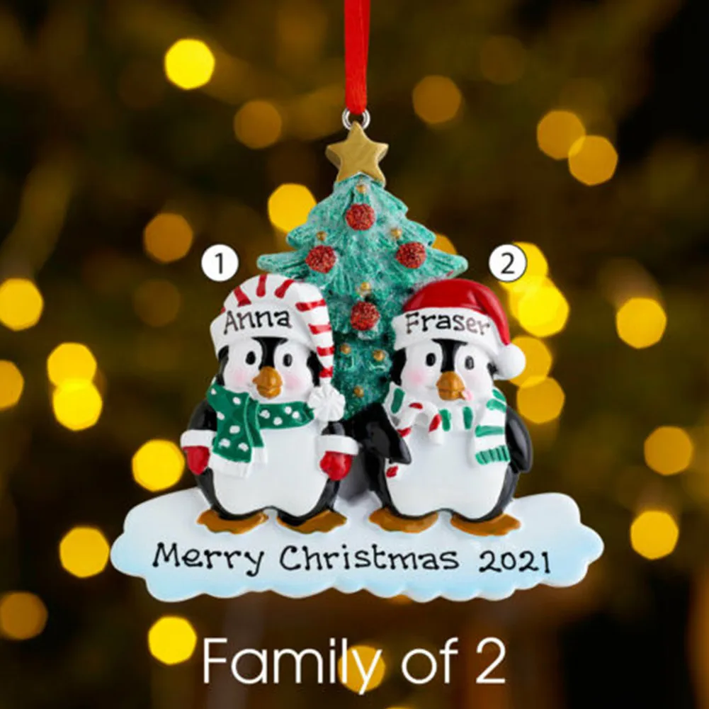 Penguin 7/6/5/4/3/2Pcs Personalised Family Christmas Tree Xmas Decoration Ornament For Home Decoration Ornaments Christmas Part