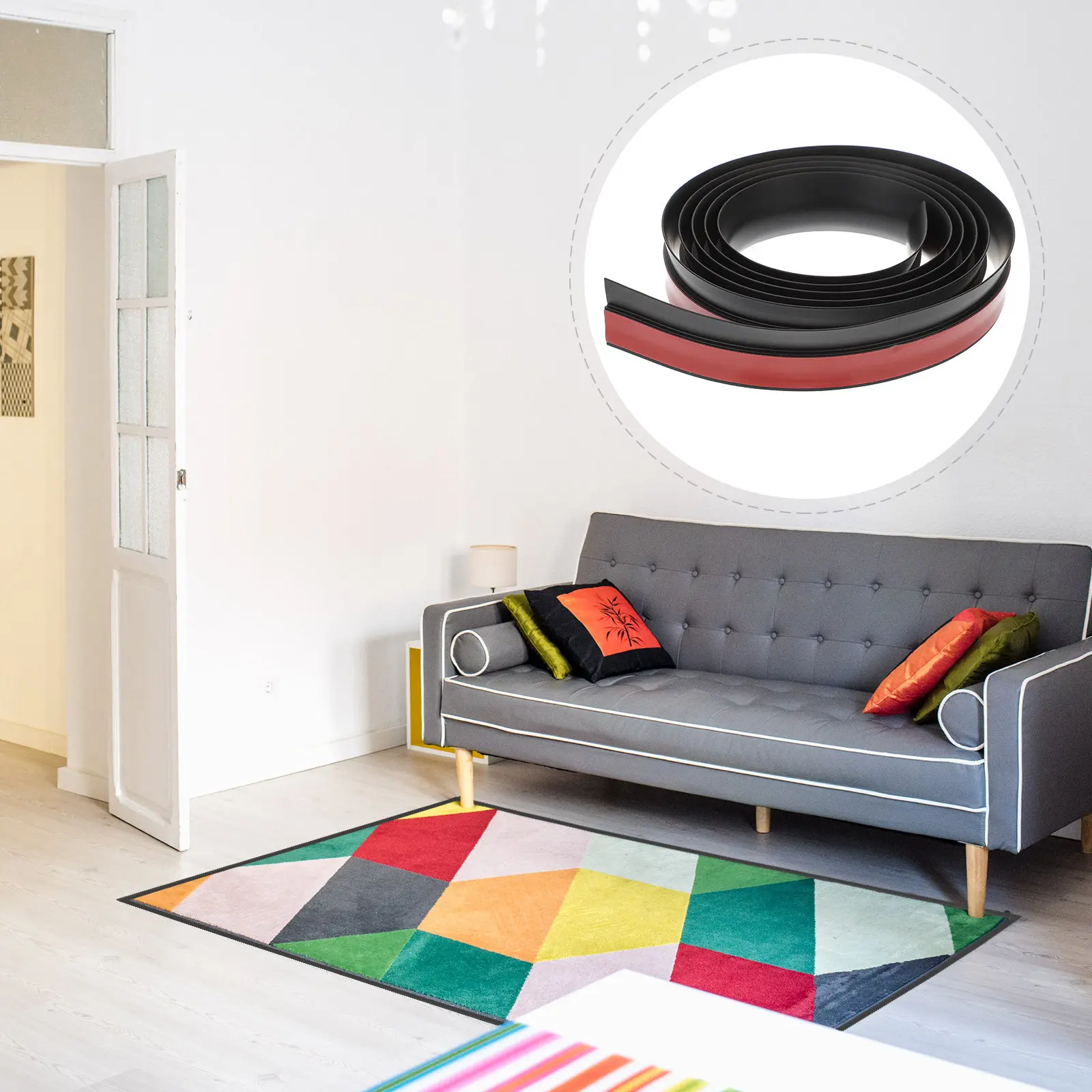 

PVC Floor Transition Strip Easy Cut Self Adhesive Flexible Flooring Cover Strip for Carpet Tile Thresholds Doorways Home Office