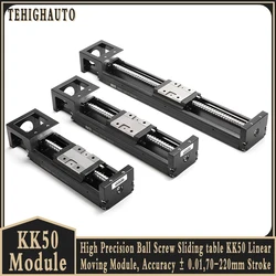 High Precision Ball Screw Sliding table KK50 Linear Moving Module,2mm Lead Accuracy,Repeatability ± 0.01,70mm-220mm Stroke