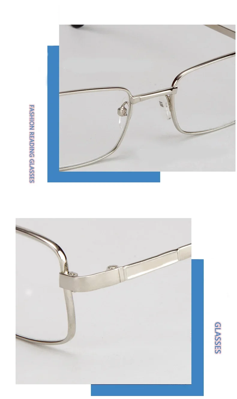 Männer Lesebrille HD Brillen Metallrahmen Presbyopie Brille Unisex Brille 0 bis +4,0 Brillen – Detail 7