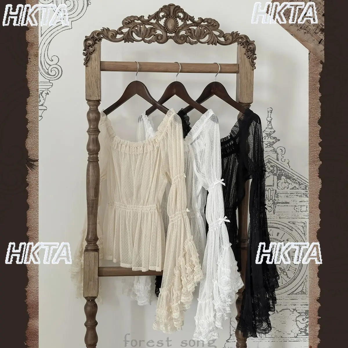 

Sweet Cute Mesh Sleeves Square Neck Black Inner Shirt for Women Summer Loose Casual Versatile Pleated Bow Lolita Shirts Top