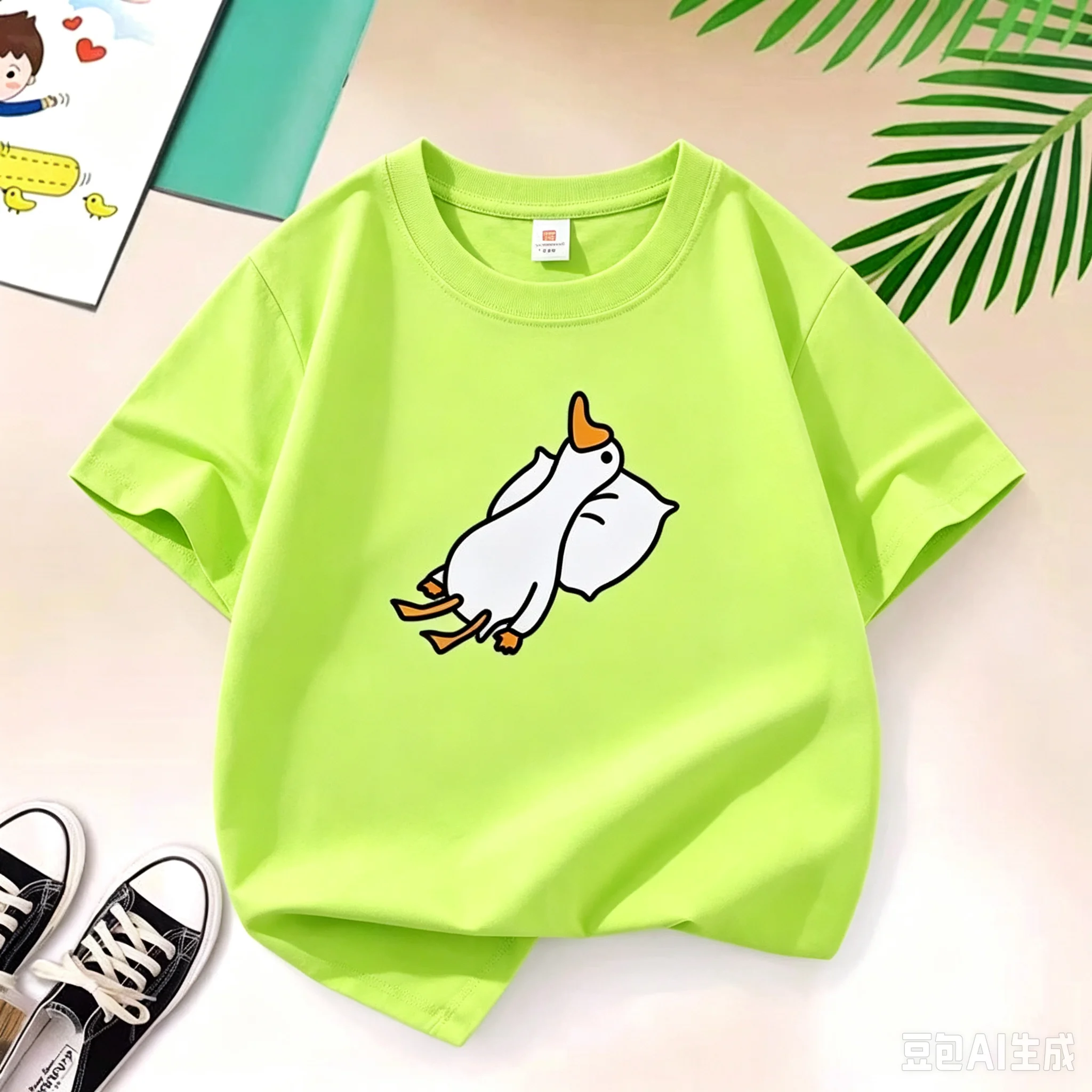 Neue Y2K Oberteile Lazy Duck Grafikdruck Baby Jungen T-Shirt Schwarz Kinder Oberteile T-Shirt Sommer Neue Y2k Casual Cartoon T-Shirt 6 8 10 12 Jahre – Detail 5