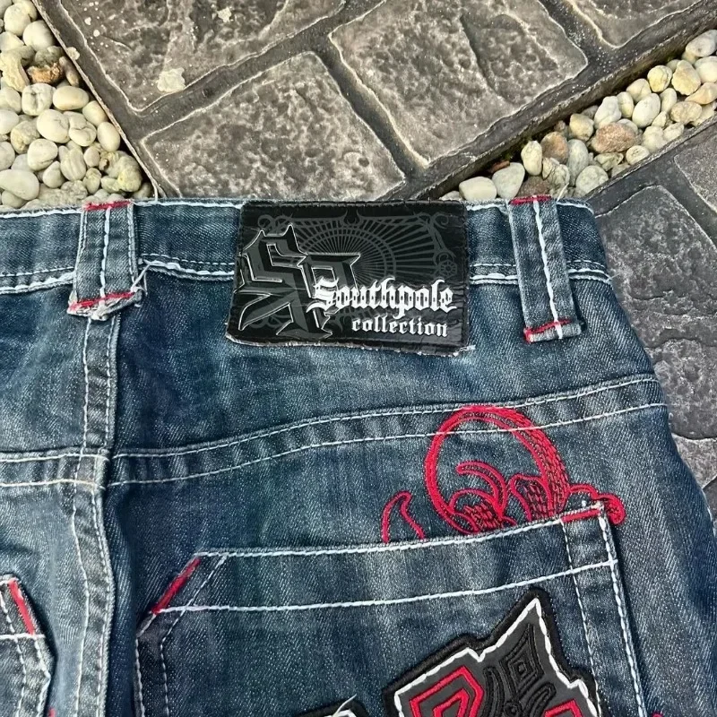 2024 Sommer neue y2k Denim Shorts großes Muster Design Baggy Jeans Shorts Herren Vintage Punk Mode lose lässige vielseitige Shorts