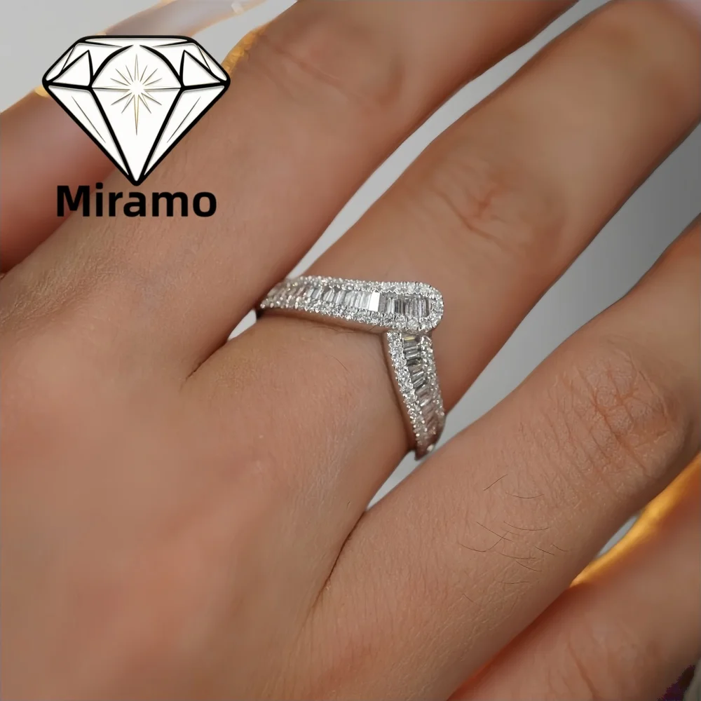 V-Shaped Pave Band Zircon Ring Niche Fashion Light Luxury Delicate Women's Ring for Women 925 Sterling Silver with Certificate