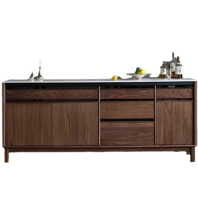 

Manufacturer customized restaurant side cabinet rock slab household cabinet Japanese solid wood log wind dining side cabinet