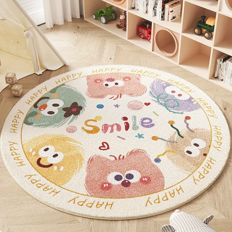 Dreamy Whimsical Cartoon Creature Round Indoor Area Rug Printed Carpet for Casual Living Room Home Renovation Decoration
