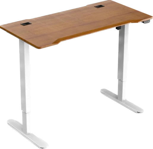 Come and purchase this white single motor lifting desk frame with an amber yellow desk panel