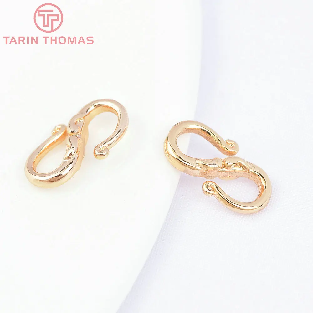(3284)10PCS 9.5x17MM 24K Gold Color Brass S Shape Necklaces Bracelets Clasps High Quality Diy Jewelry Findings Accessories
