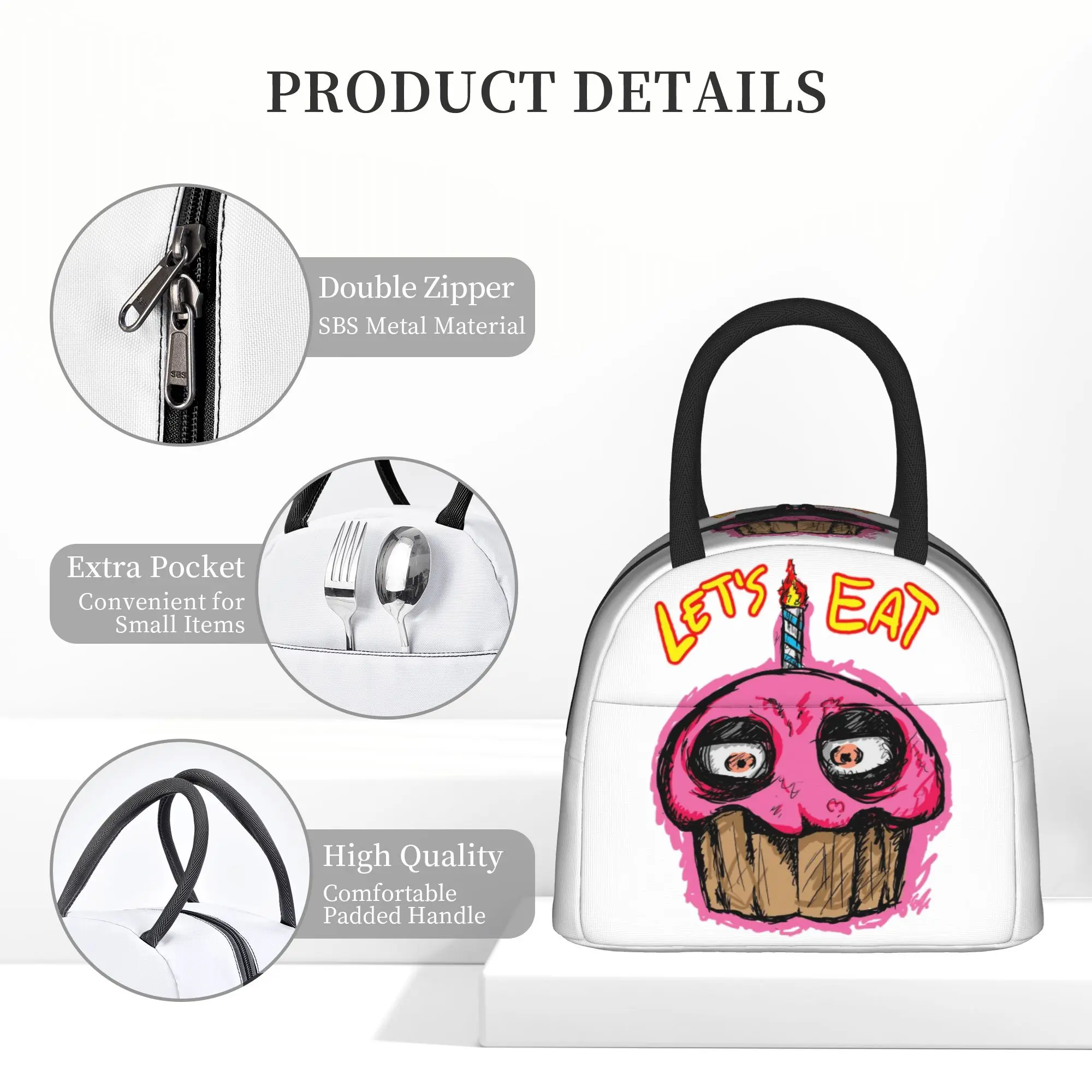 FNAF At Freddys Isolierte Lunchtasche, Kühltasche, Lunchbehälter, Cartoon-Lunchbox, auslaufsicher, für Mädchen, Jungen, College, Outdoor – Detail 2