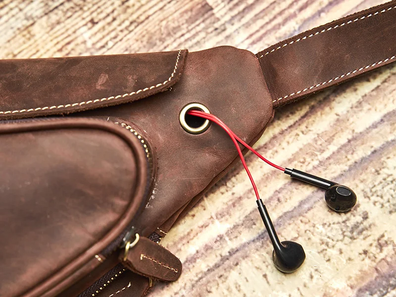 NUPUGOO – Echte Leder-Vintage-Brusttasche für Herren, als Umhängetasche oder Schultertasche tragbar, hochwertiges Leder, multifunktionaler Reißverschluss für 9,7-Zoll-Geräte. – Detail 12