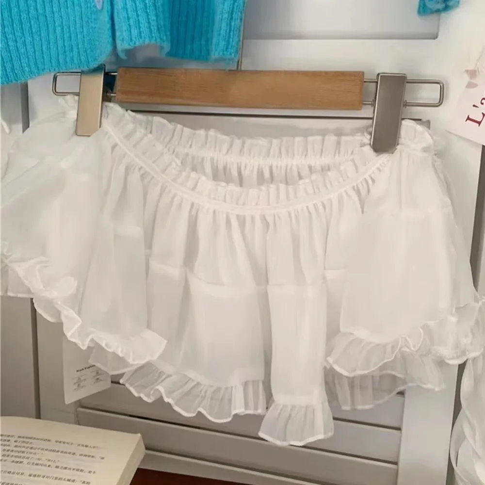 Fashion Korean Style Layered Gauze Skirt Sweet Hight Waist Short Fart Curtain Skirts One Piece Mini Skirts for Summer