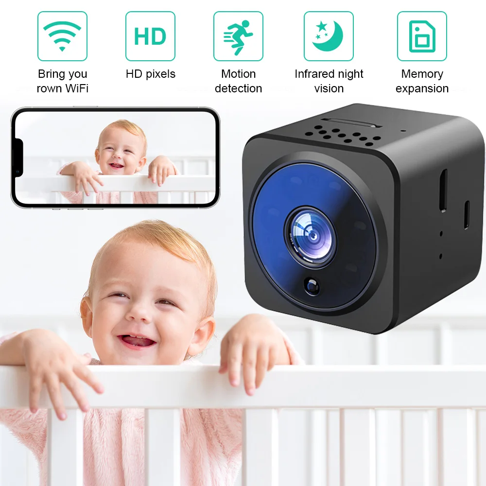 Wireless WiFi Security Camera 1080P Night Vision Two-Way Intercom Home Baby Monitor Mini Camera for Home Protection