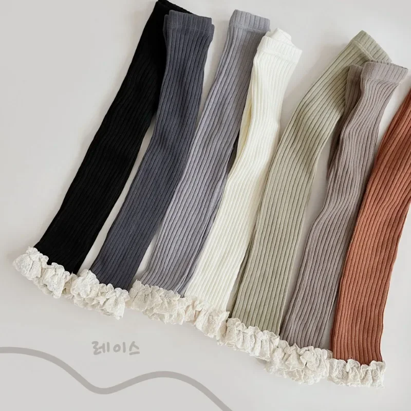 الفتيات يغطي الرجل الدانتيل الجوارب للأطفال بلون بناطيل أطفال ربيع الخريف المراهقين السروال ملابس الطفل السفلي