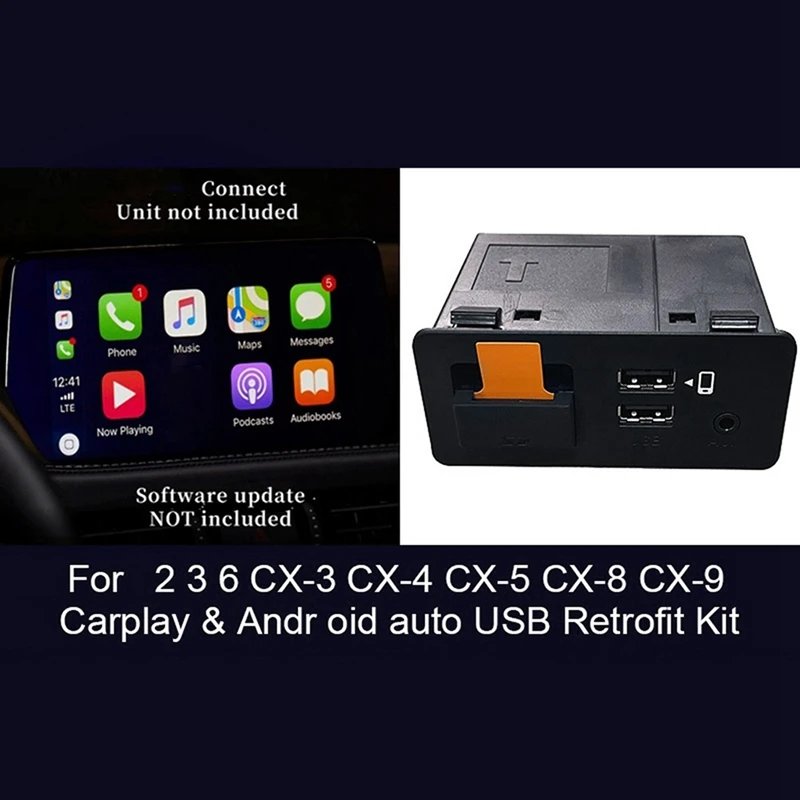 Adaptador USB para coche Hub para IOS Android conector adaptador Hub Kit ABS para Mazda 6 3 2 CX30 CX5 CX8 CX9 MX5 TK78669U0C