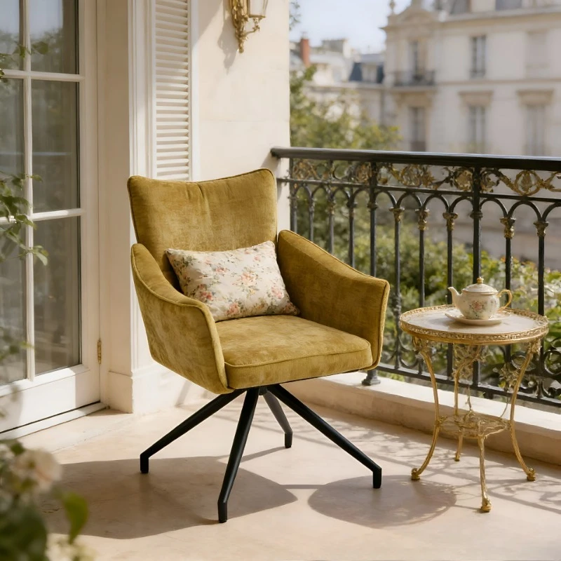 Rotatable living room balcony leisure chair with armrests soft bag back chair