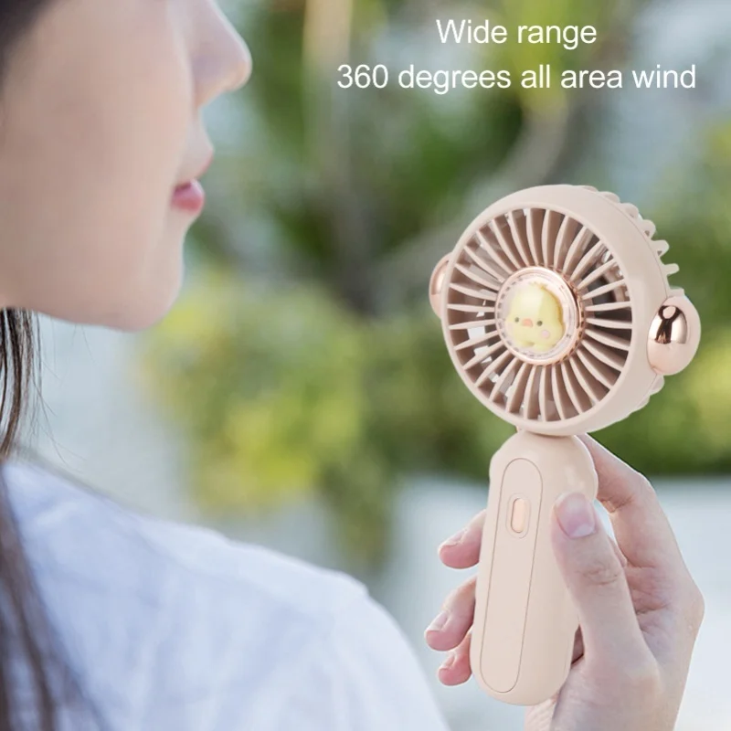 Foldable Mini Fan Cute Lightweight 900mAh Adjustable Low Noise Handheld Fan For Summer White