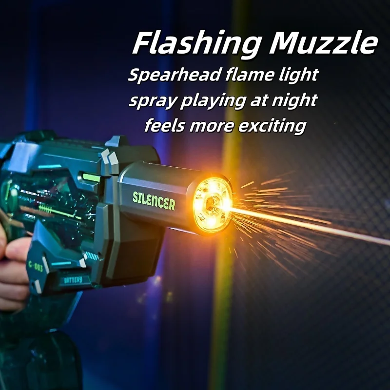 Electric Water Gun With Muzzle Light Auto Water Blaster Squirt Gun Long Range Outdoor Party Summer Water Pistol Game Toy