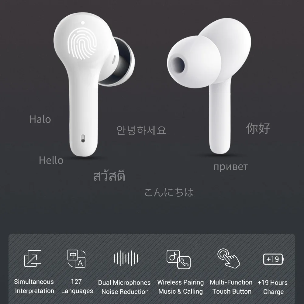 Mini M6 Translation Headphones 127 Languages Instant Translated Smart Voice Translator Wireless Bluetooth Translator Earphone