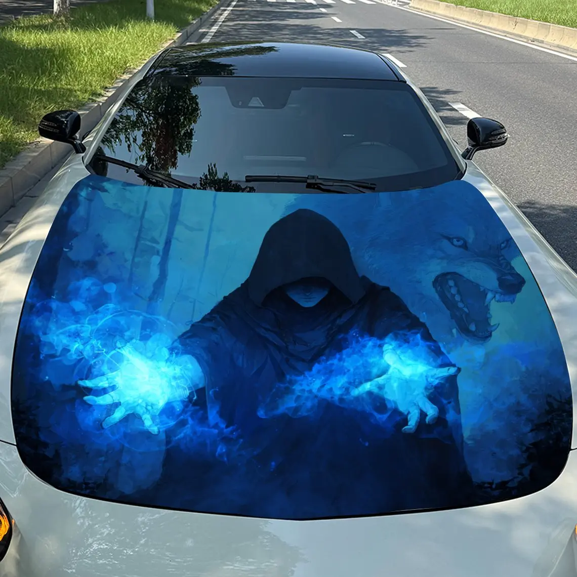 Magicians And Wolves PVC Car Hood Stickers/Waterproof Vinyl Wrap/Trendy Design/Durable For Cars, Trucks, SUVs/Unique Gift For Ca