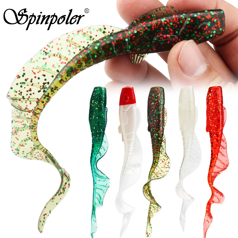 Spinpoler 16 cm leurre souple ver ver 3 pièces longue queue Grub manivelle artificielle grand appât Wobbler Swimbait pour basse truite marigane brochet