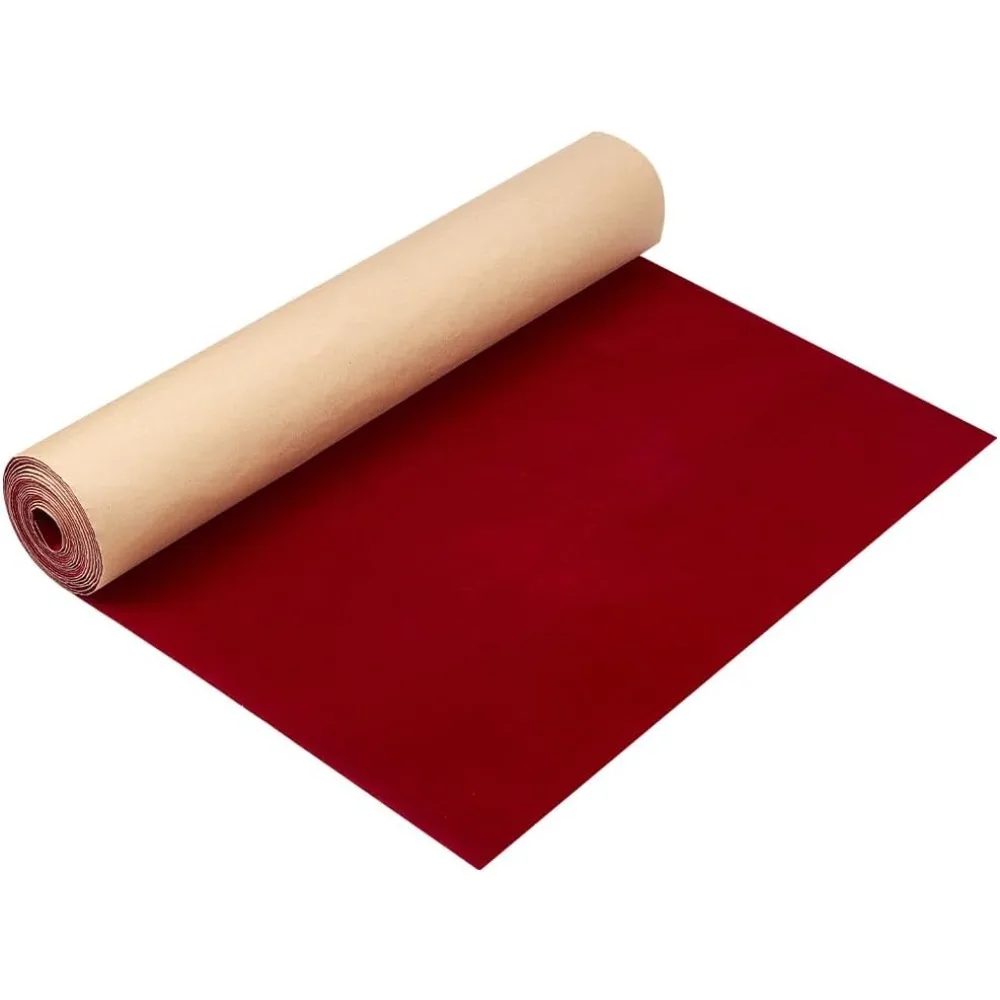 9.84x1.3Feet Self Adhesive Felt Fabric Dark Red Adhesive Velvet Flocking Liner with 3Pcs Metallic Wire Twist Ties for Jewelry