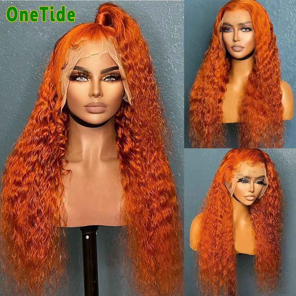 Ginger Orange Lace Front Wigs Human Hair Pre Plucked Curly Wave 13x4 Lace Frontal Human Hair Ginger Color Wig Lace Front Wigs