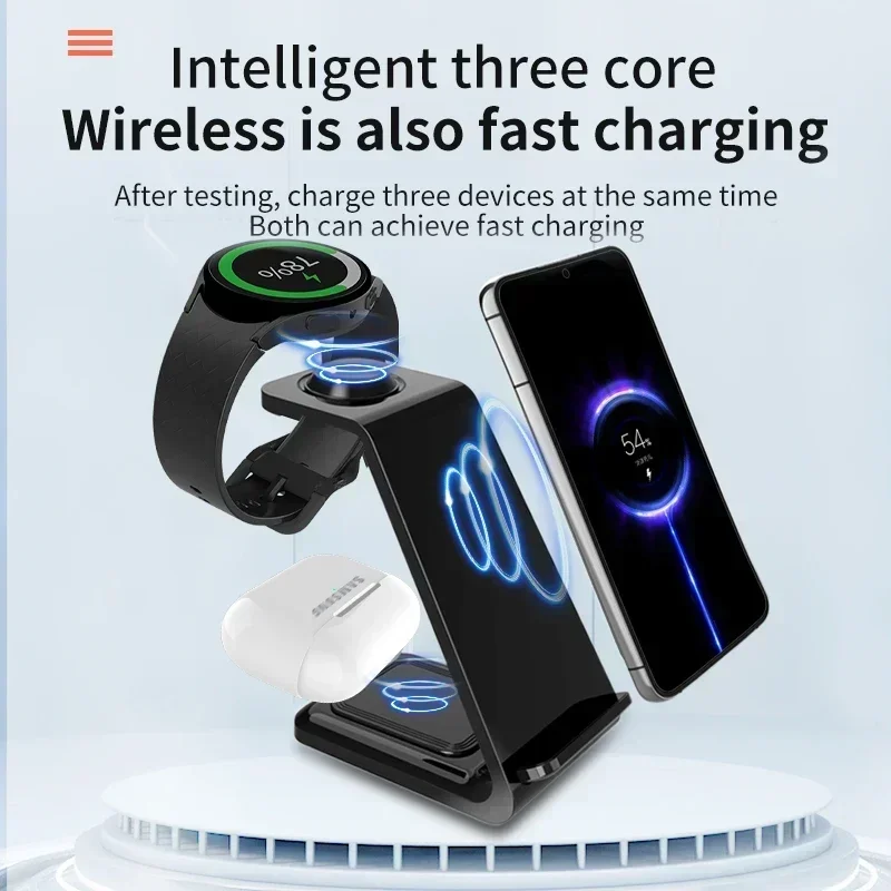 VIKEFON 3 in 1 Wireless Charger Stand For Samsung S23 S22 Phones Galaxy  Watch 7 8 9 Airpods Pro Fast Charging Dock Station