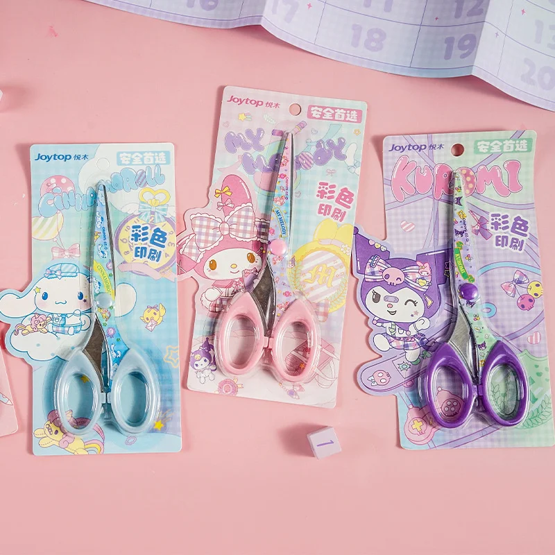 Imagem -01 - Sanrio Kuromi Art Scissors Melodia Cinnamoroll Safety Paper Cutter Faca Utilitária Material Escolar Papelaria Presentes 12 Pcs Lot sanrio kuromi art scissors melodia cinnamoroll safety paper cutter faca utilitaria material escolar papelaria presentes 12 pcs lot 01