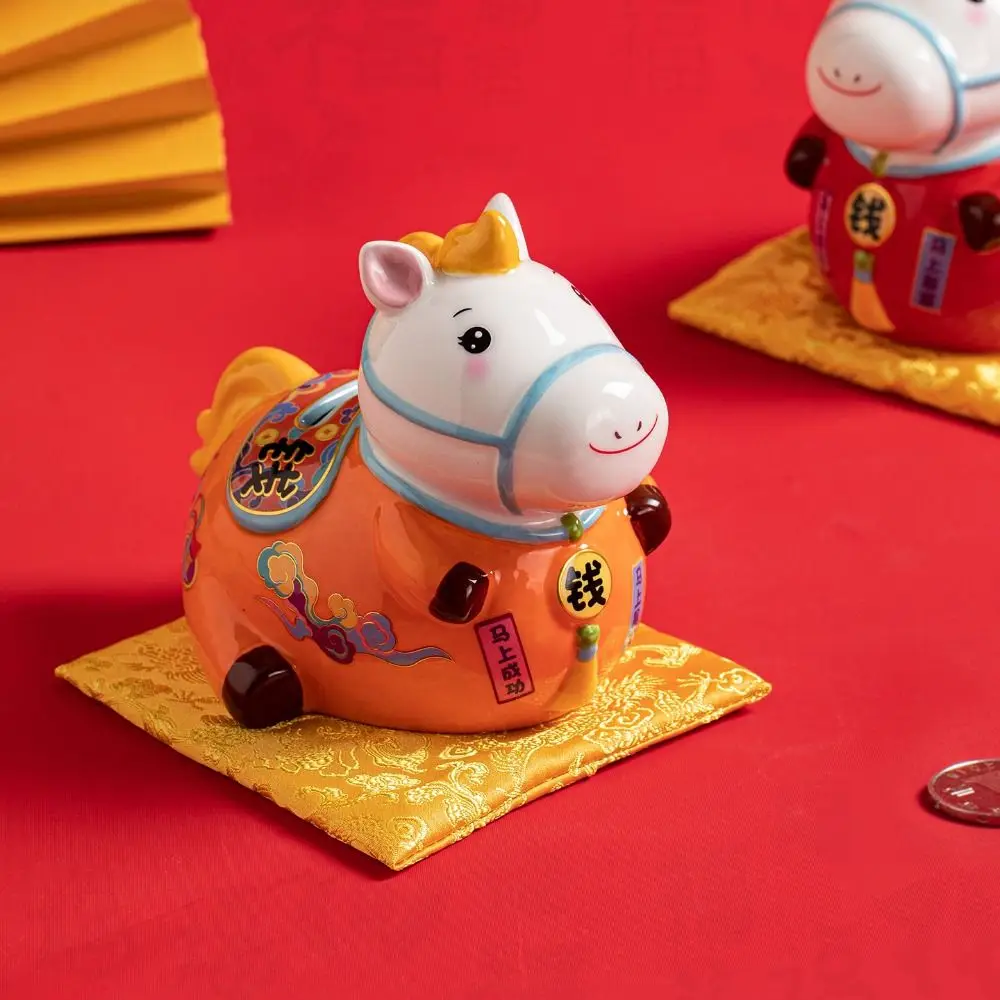 

Ceramic Material Ceramic Horse Ornaments Horse Design Figurine Style Ceramic Zodiac Horse Piggy Bank Function Zodiac Theme