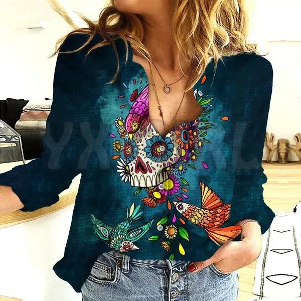 Day Of The Dead Good Casual Shirt  3D Printed Button-down Shirt Casual Unique Streewear