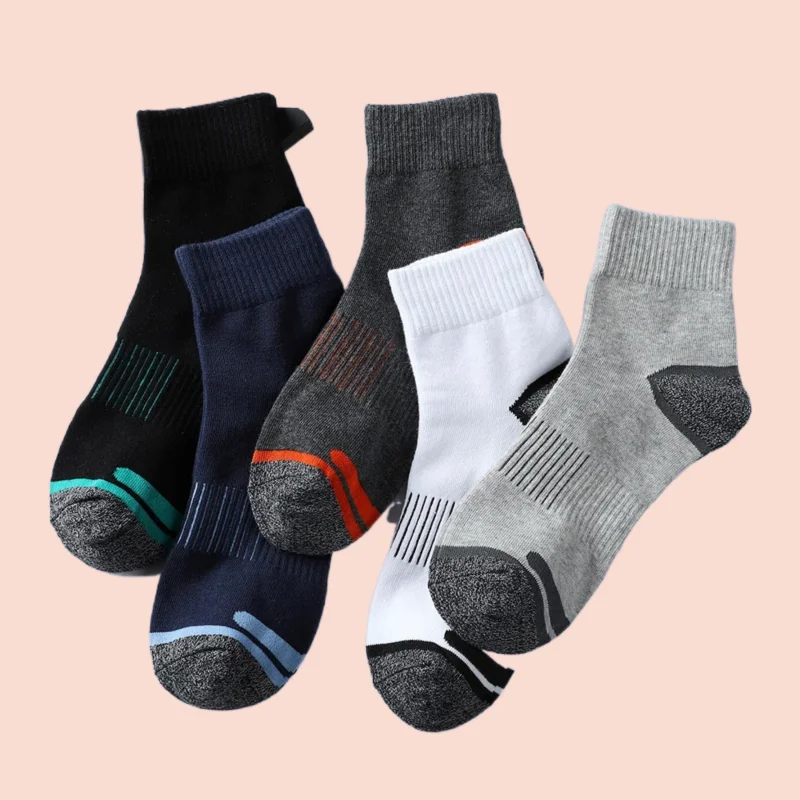 

5 Pairs Sports Socks Outdoor Hiking Sweat-Absorbent And Deodorant Basketball Socks 2024 Men's High Quality Men's Socks New Socks