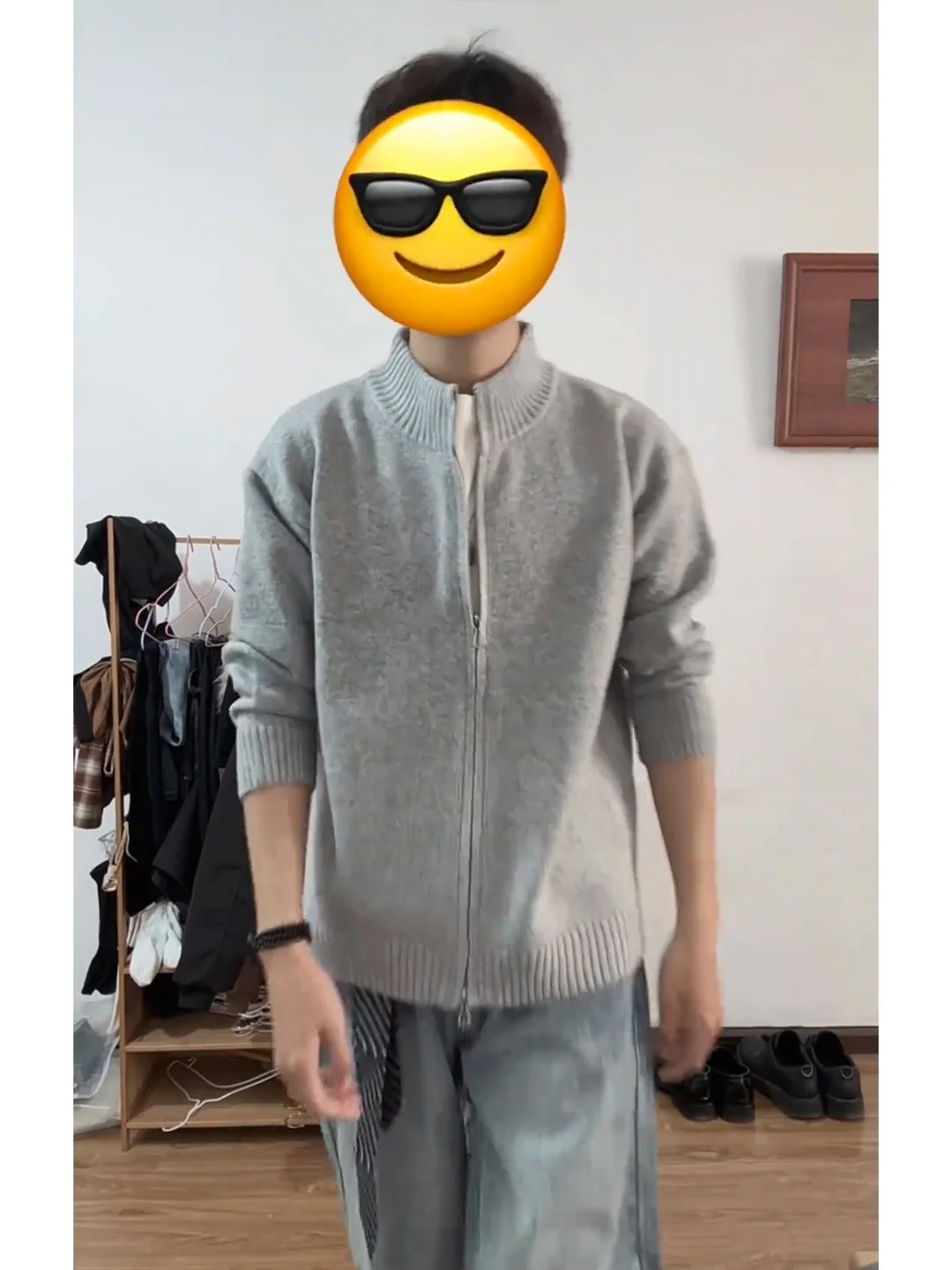 

Мужской вязаный кардиган-свитер Wang Anyu: зимний, шерстяной, свободного кроя, в американском стиле, для ношения под одеждой, средней длины.